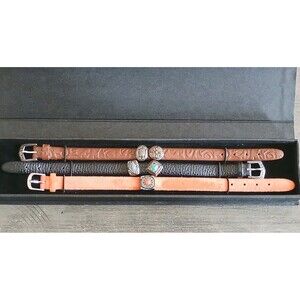 Prerogatives Southwestern Sterling Silver Turquoise Coral Charm Leather Bracelet